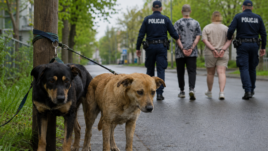 Przeprowadzka ważniejsza niż psy. Przywiązali je do słupa i zostawili na pastwę losu