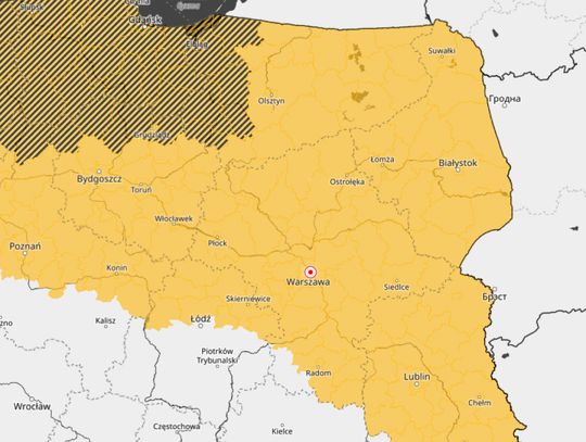 Alert pierwszego stopnia dla woj. mazowieckiego. Trudne warunki już dziś!