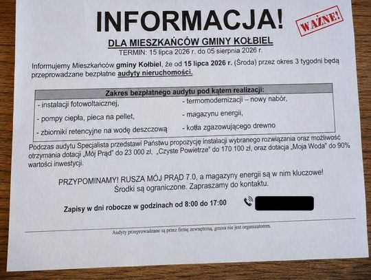 Gmina ostrzega przed ulotkami o bezpłatnych audytach. To nie jest jej akcja