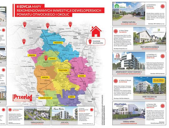 Mapa inwestycji deweloperskich powiatu otwockiego i okolic - jesień 2023