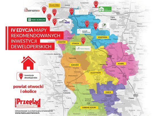 Mapa inwestycji deweloperskich powiatu otwockiego i okolic - jesień 2024