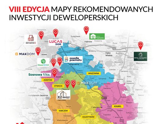 Mapa inwestycji deweloperskich powiatu otwockiego i okolic - jesień 2026