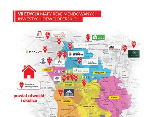 Mapa inwestycji deweloperskich powiatu otwockiego i okolic - wiosna 2026