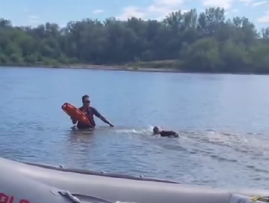 Ratownicy pokazują, jak silny jest nurt Wisły