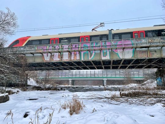 Siarczysty mróz skuł rzekę Świder [FOTO]