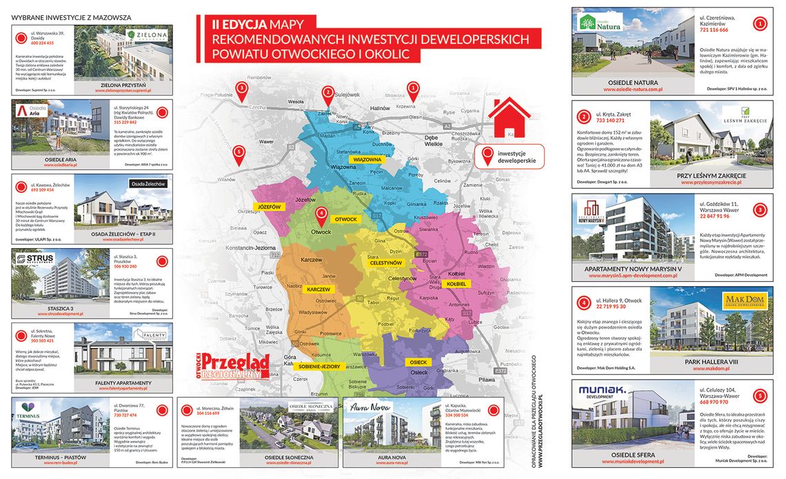 Mapa inwestycji deweloperskich powiatu otwockiego i okolic - jesień 2023