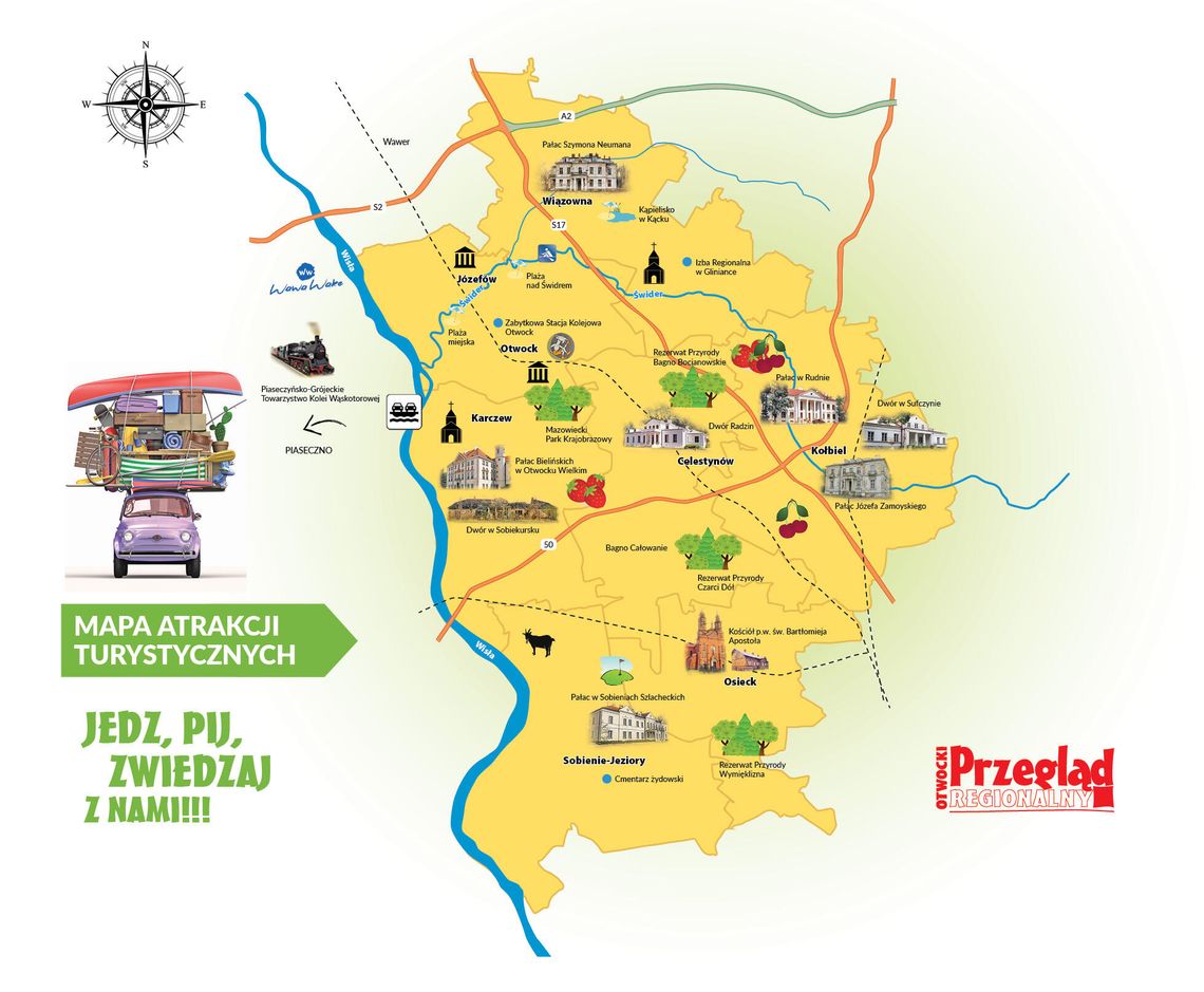 Mapa turystyczno-gastronomiczna powiatu otwockiego i okolic 2025