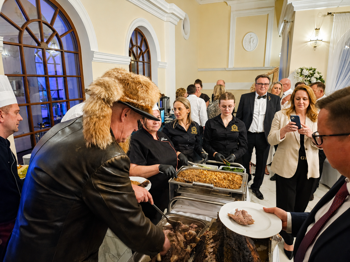 Myśliwi z „Bażanta” świętowali 70-lecie. Na stole był pieczony dzik [FOTO]