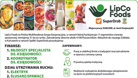 Do Zakładu w Karczewie w ramach Spółki SuperDrob poszukujemy