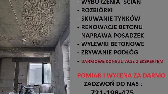 Skuwanie i naprawa posadzek / kucie betonu / rozbiórki i wyburzenia