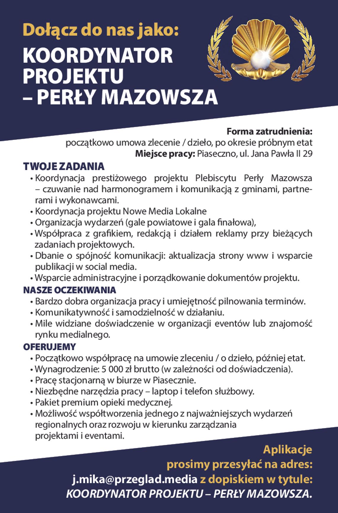 KOORDYNATOR PROJEKTU – PERŁY MAZOWSZA