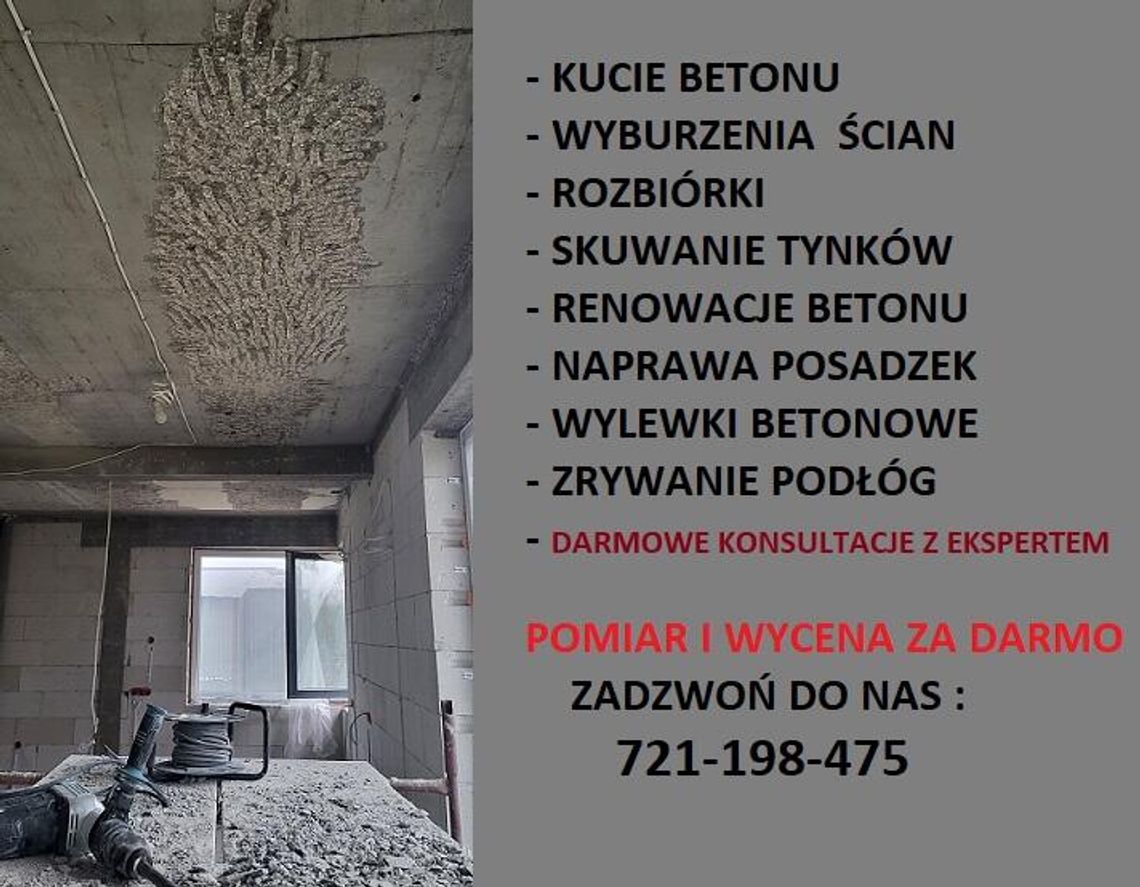 Skuwanie i naprawa posadzek / kucie betonu / rozbiórki i wyburzenia Skuwanie i naprawa posadzek / kucie betonu / rozbiórki i wyburzenia