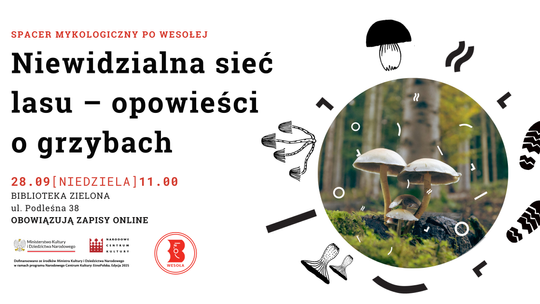 Niewidzialna sieć lasu - opowieści o grzybach. Spacer mykologiczny po Wesołej Niewidzialna sieć lasu - opowieści o grzybach. Spacer mykologiczny po Wesołej