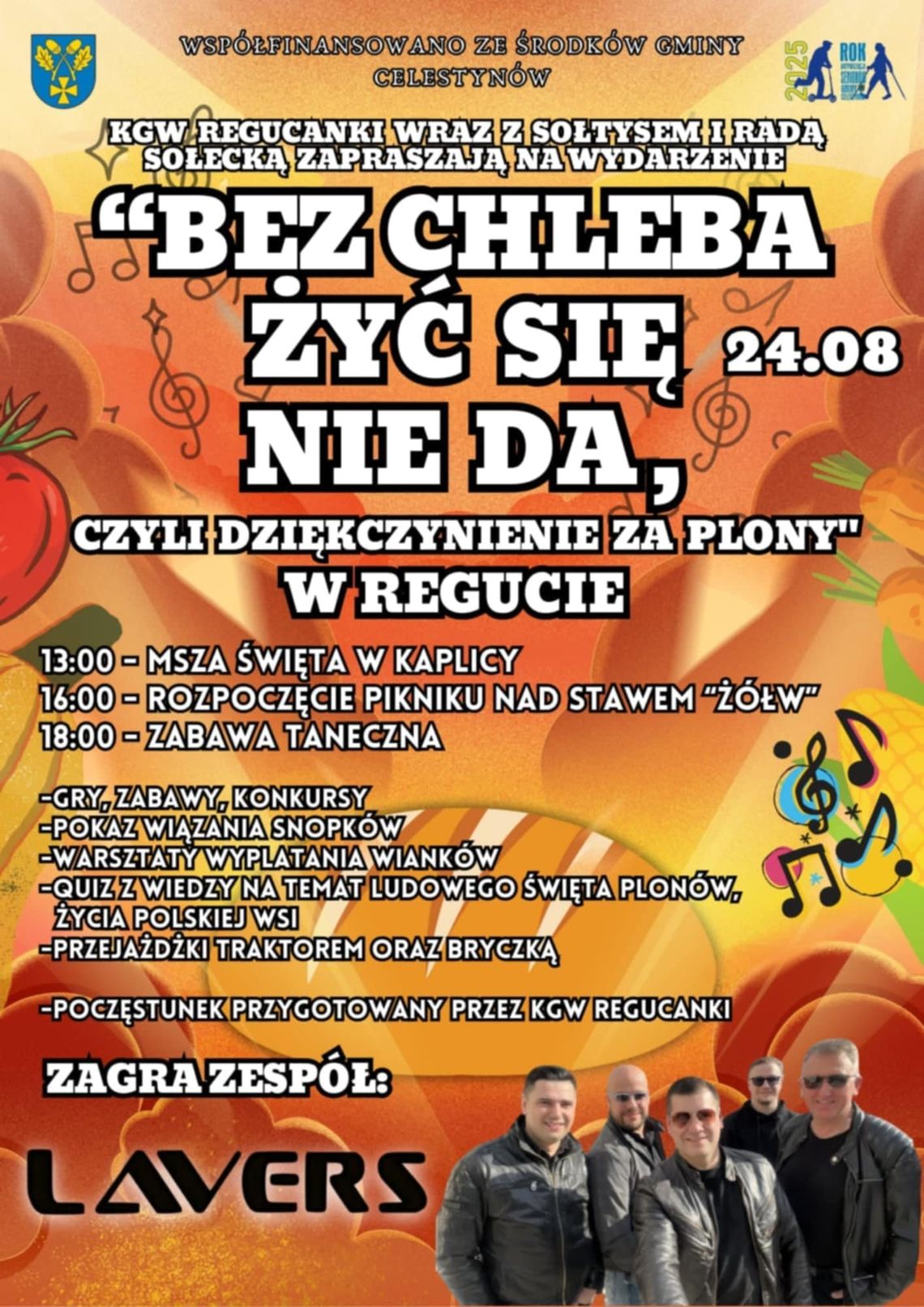 „Bez chleba żyć się nie da!” czyli Dziękczynienie za Plony 2025 - Koncert zespołu LAVERS „Bez chleba żyć się nie da!” czyli Dziękczynienie za Plony 2025 - Koncert zespołu LAVERS