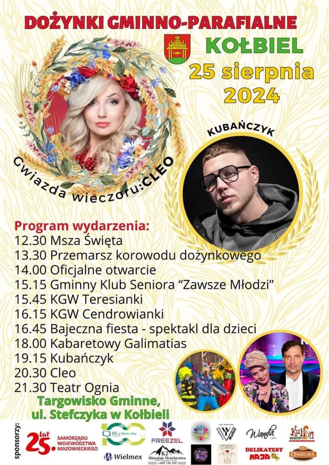 Dożynki Gminno-Parafialne w Kołbieli i koncert CLEO Dożynki Gminno-Parafialne w Kołbieli i koncert CLEO