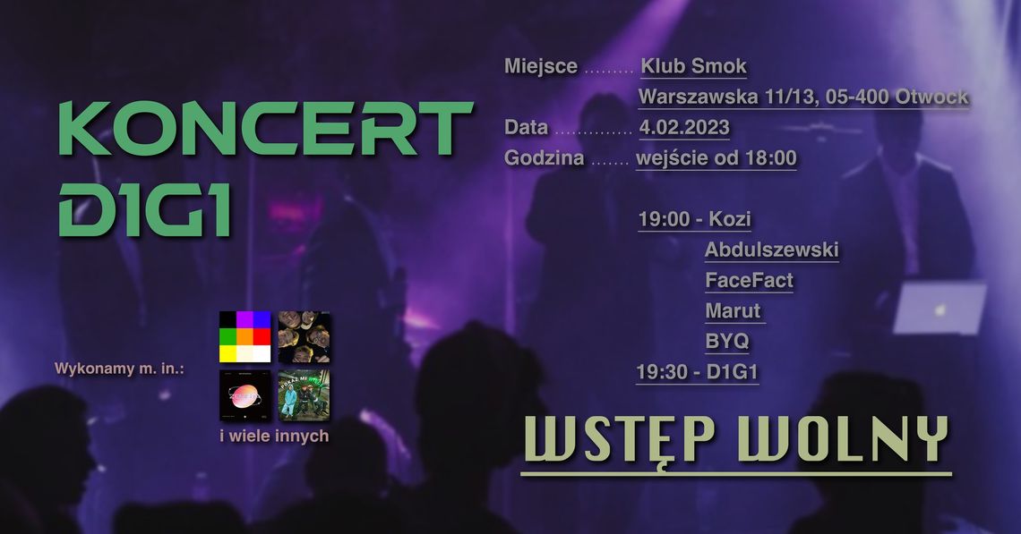 Koncert D1G1 w Klubie Smok w Otwocku