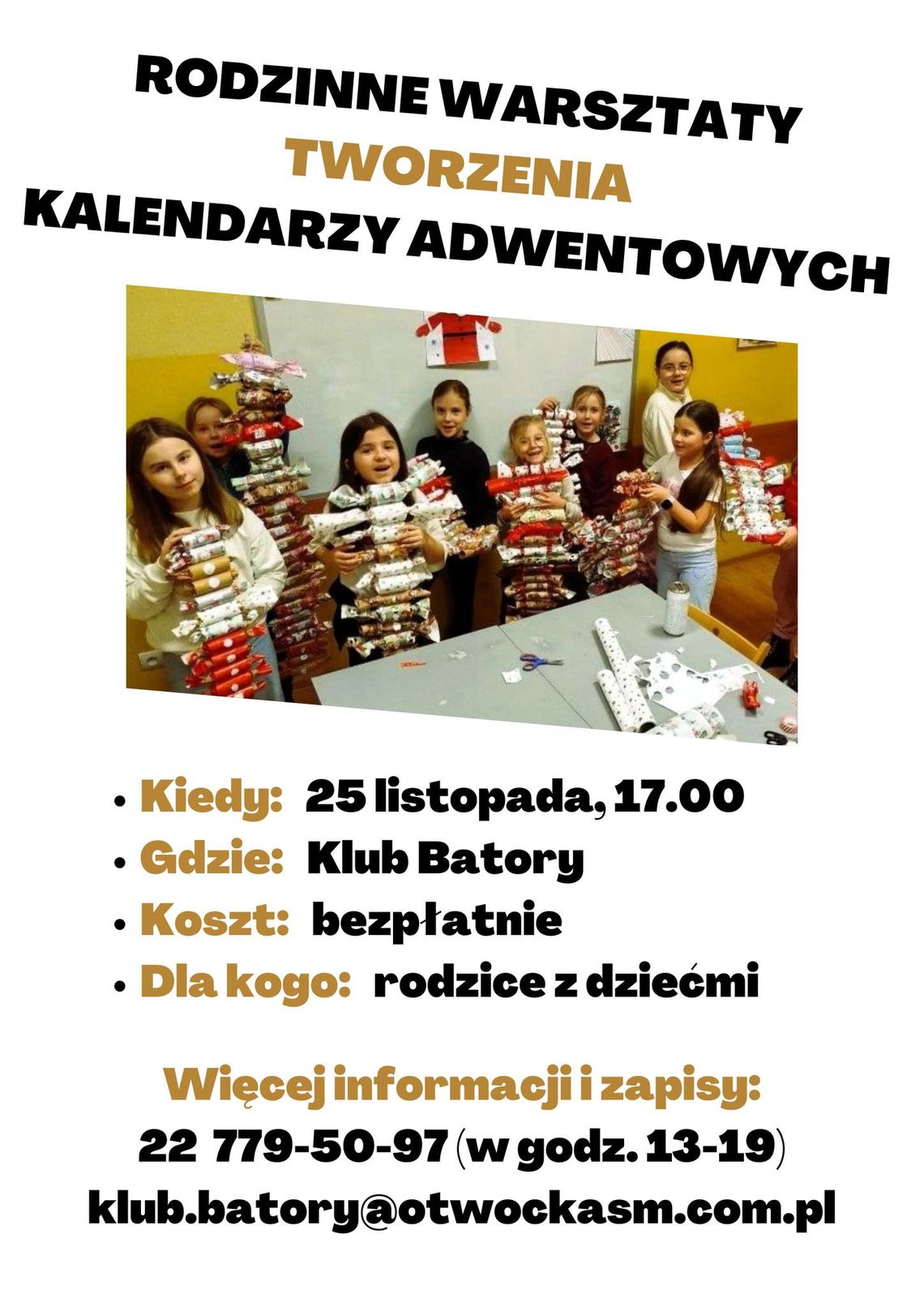 RODZINNE WARSZTATY TWORZENIA KALENDARZY ADWENTOWYCH