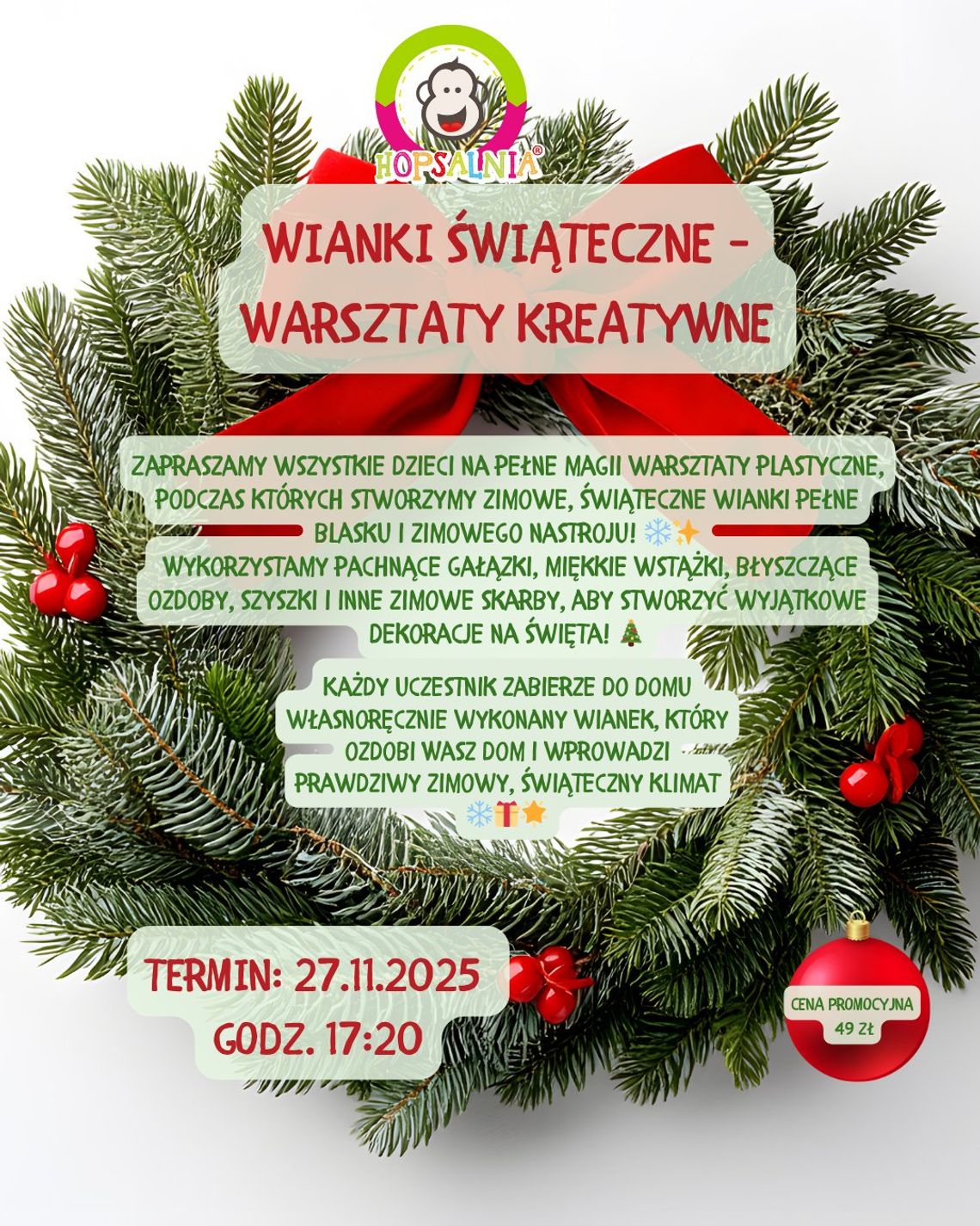 Warsztaty "Wianki Świąteczna" w Hopsalni