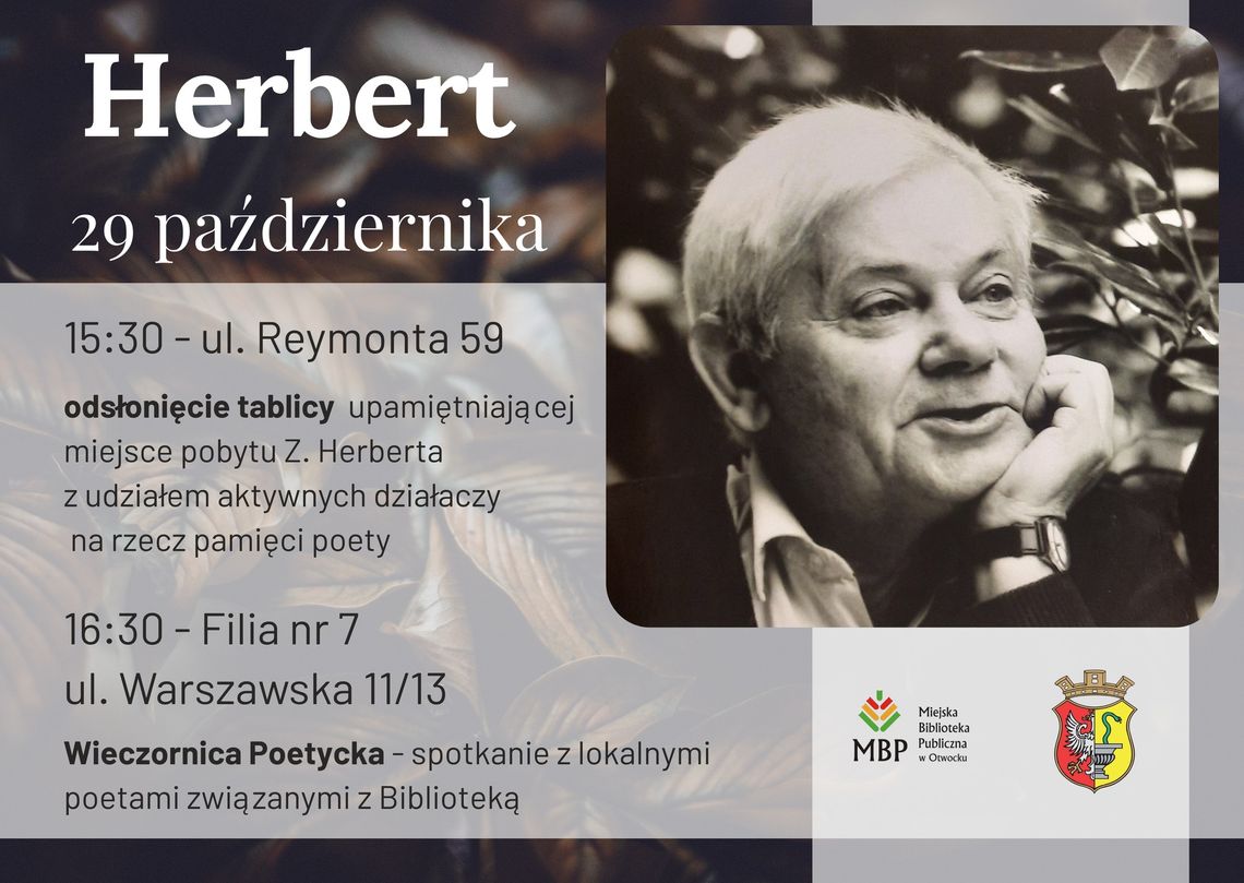 Wieczornica poetycka w bibliotece przy ul. Warszawskiej - 101. rocznica urodzin Zbigniewa Herberta Wieczornica poetycka w bibliotece przy ul. Warszawskiej - 101. rocznica urodzin Zbigniewa Herberta
